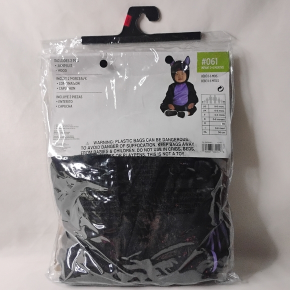 Amscan Infants Baby Classic Bat Halloween Costume 0 - 6 Months Kids Cute Cosplay - Picture 11 of 14